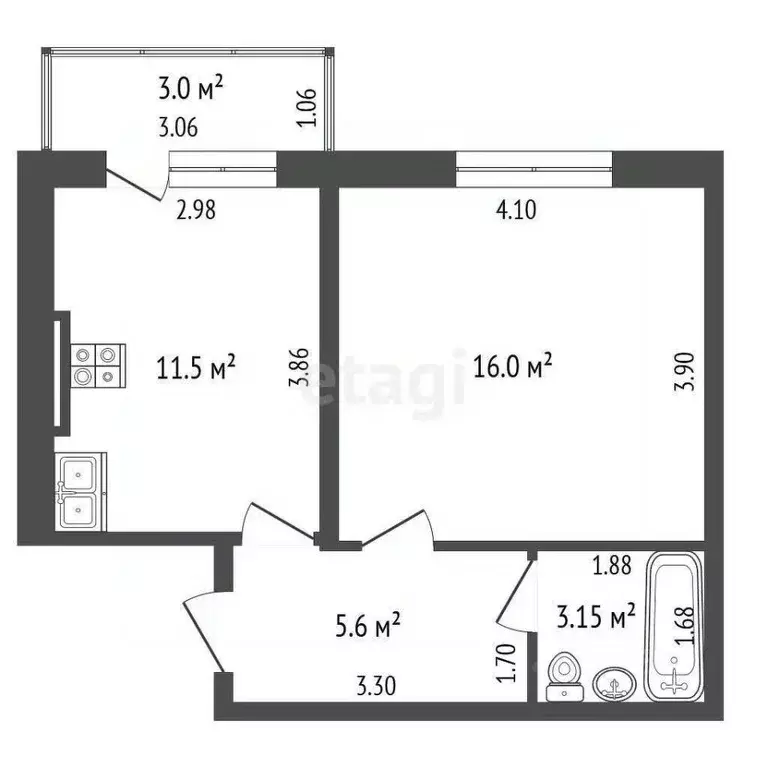 1-к кв. Смоленская область, Смоленский муниципальный округ, д. ... - Фото 2