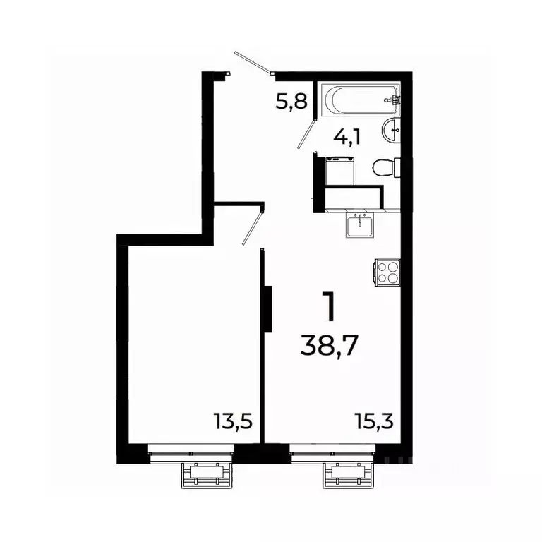 1-к кв. Нижегородская область, Нижний Новгород ул. Коперника, 15 (38.7 ... - Фото 1