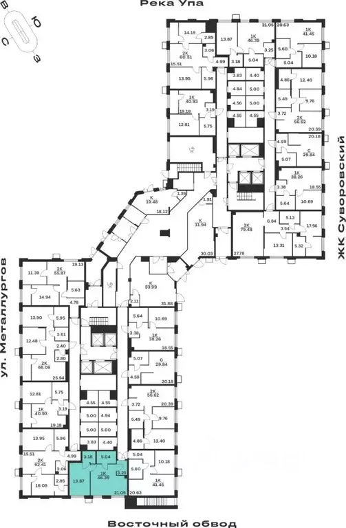 1-к кв. Тульская область, Тула Парк Патриот жилой комплекс (46.39 м) - Фото 2