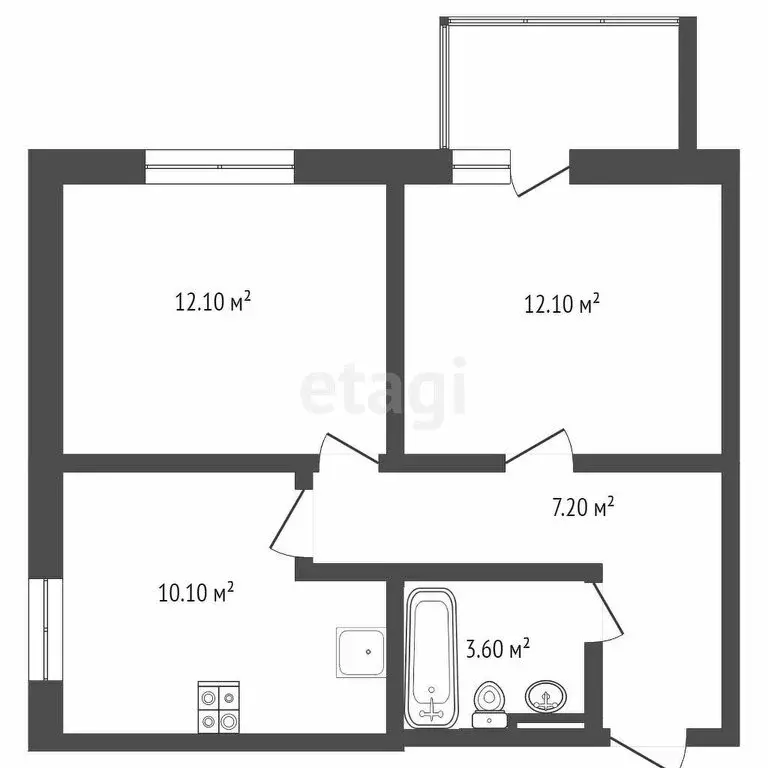 2-комнатная квартира: Ростов-на-Дону, Магнитогорская улица, 2В (45.1 ... - Фото 0