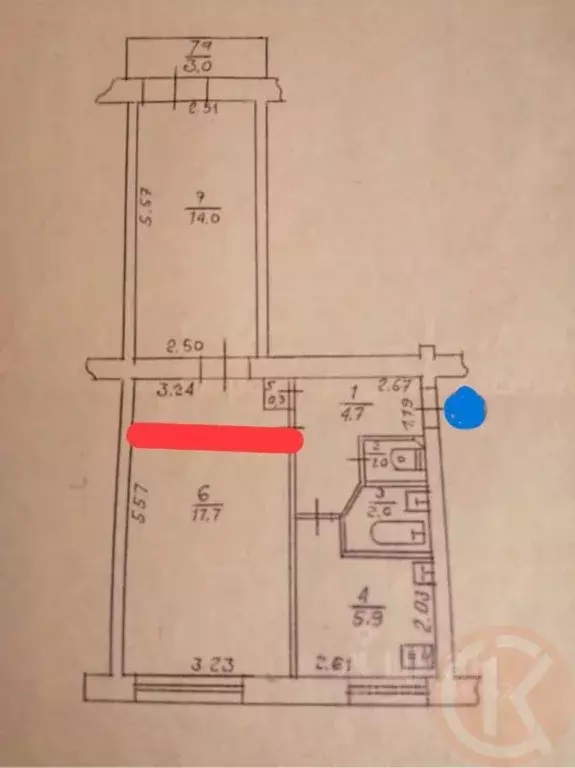 2-к кв. Крым, Евпатория ул. Дмитрия Ульянова, 19А (45.6 м) - Фото 2