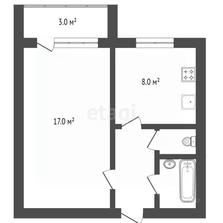1-к кв. Челябинская область, Челябинск ул. Кузнецова, 15 (34.0 м) - Фото 2