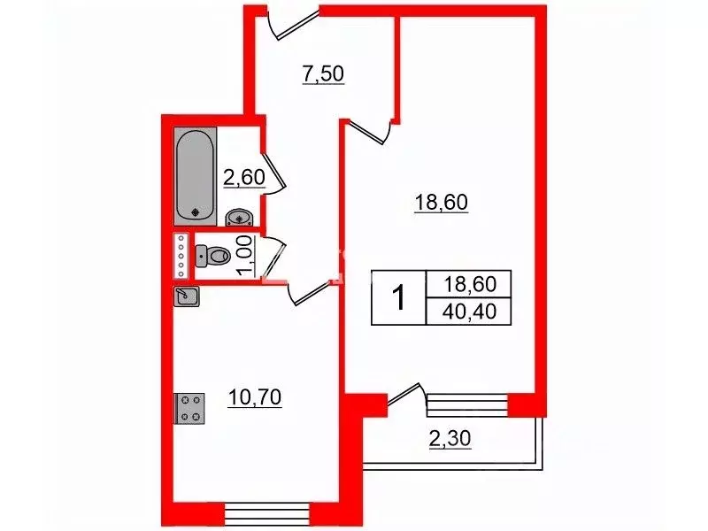 1-к кв. Санкт-Петербург ул. Оптиков, 52к3 (40.4 м) - Фото 1