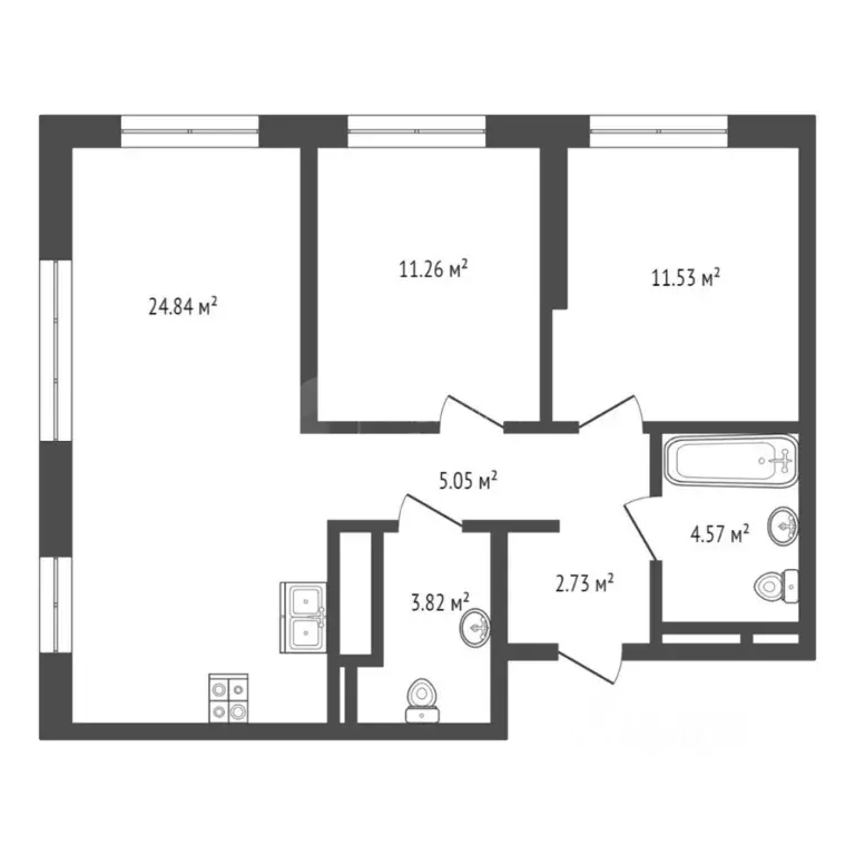 2-к кв. Тюменская область, Тюмень Харьковская ул., 72Б (64.0 м) - Фото 1