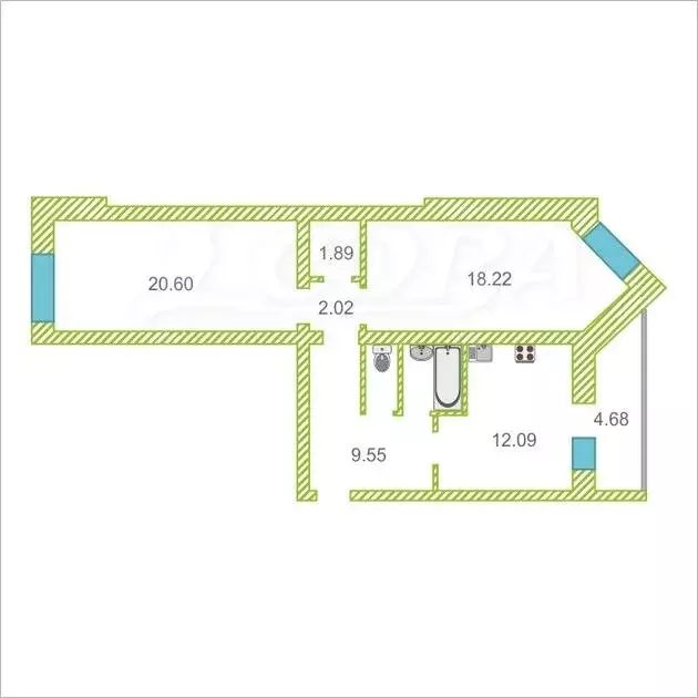 2-комнатная квартира: Тюмень, Широтная улица, 217 (69 м) - Фото 1