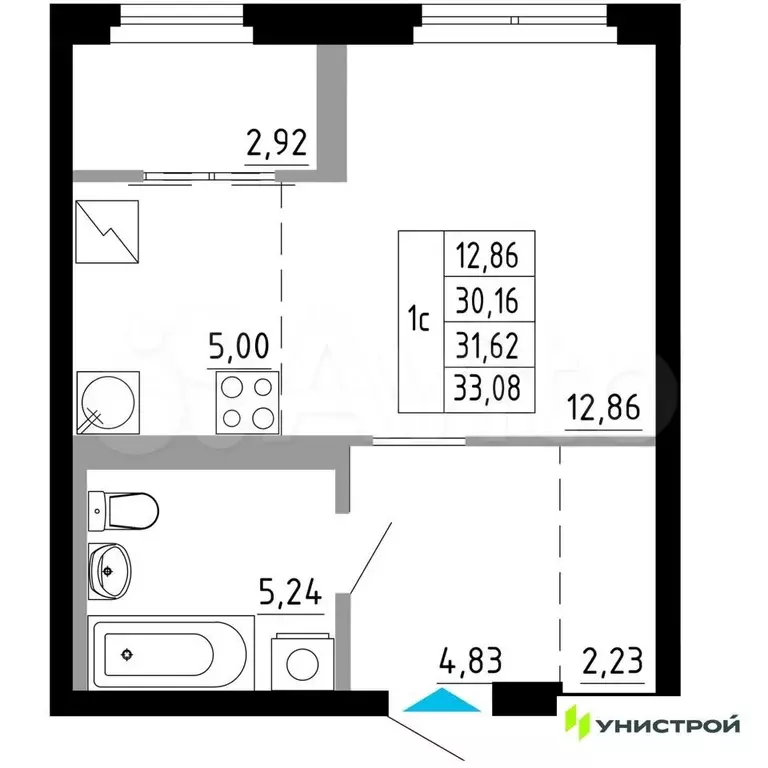 Квартира-студия, 31,6 м, 11/27 эт. - Фото 0