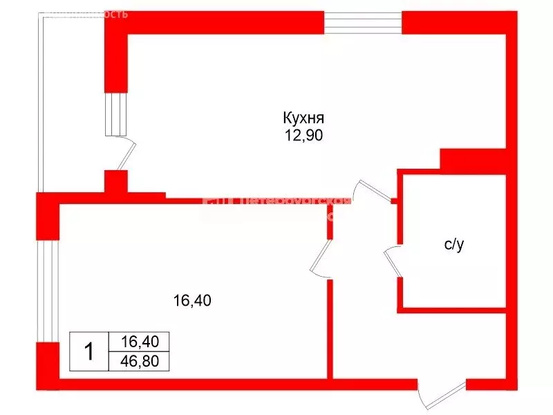 1-комнатная квартира: Кингисепп, переулок Юности, 4 (46.8 м) - Фото 1