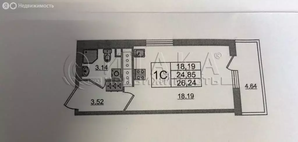 Квартира-студия: Санкт-Петербург, Верхне-Каменская улица, 11к1 (24.5 ... - Фото 0