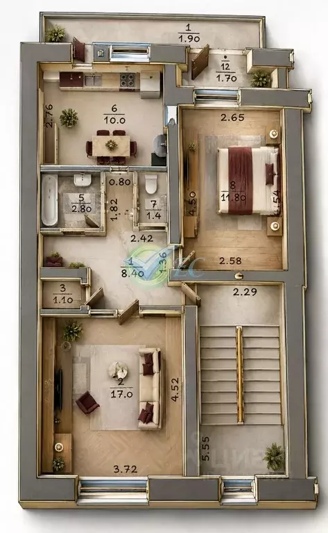 2-к кв. Крым, Феодосия бул. Старшинова, 21 (52.5 м) - Фото 2
