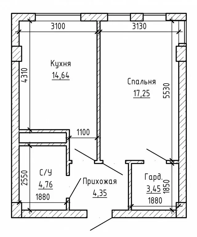 1-комнатная квартира: Нальчик, улица Толстого, 43 (46 м) - Фото 1