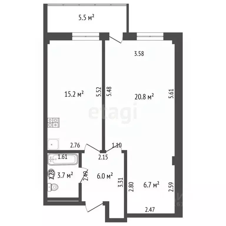 2-к кв. Саха (Якутия), Якутск ул. Севастопольская, 21/1 (52.4 м) - Фото 2