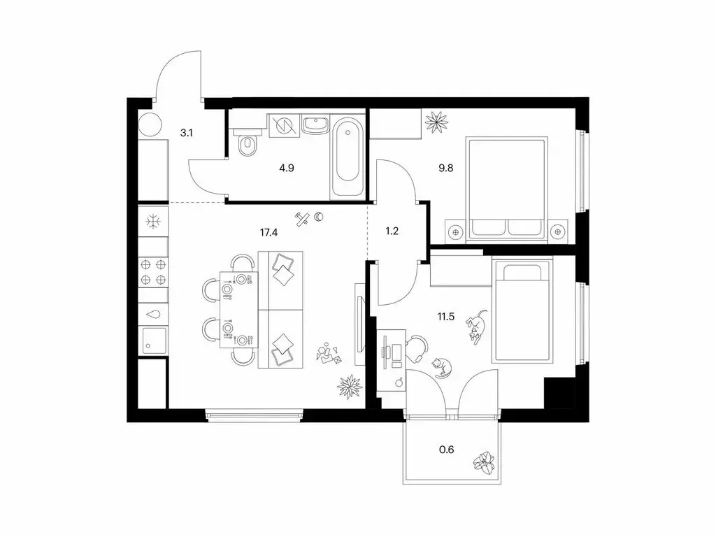 2-комнатная квартира: Москва, ЖК Кронштадтский 9 (48.5 м) - Фото 0