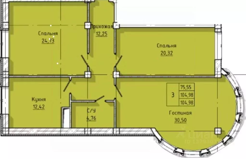 3-к кв. Кабардино-Балкария, Нальчик ул. Тлостанова, 28Б (110.0 м) - Фото 1