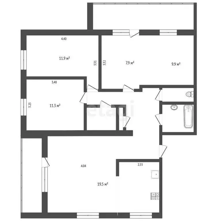 3-комнатная квартира: Тюмень, улица Червишевский Тракт, 15/1 (85.2 м) - Фото 0