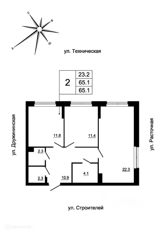 Продаётся 2-к квартира, 63.6 м - Фото 0