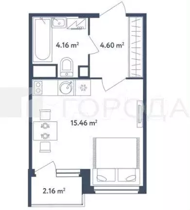 Квартира-студия, 21 м, 2/10 эт. - Фото 0