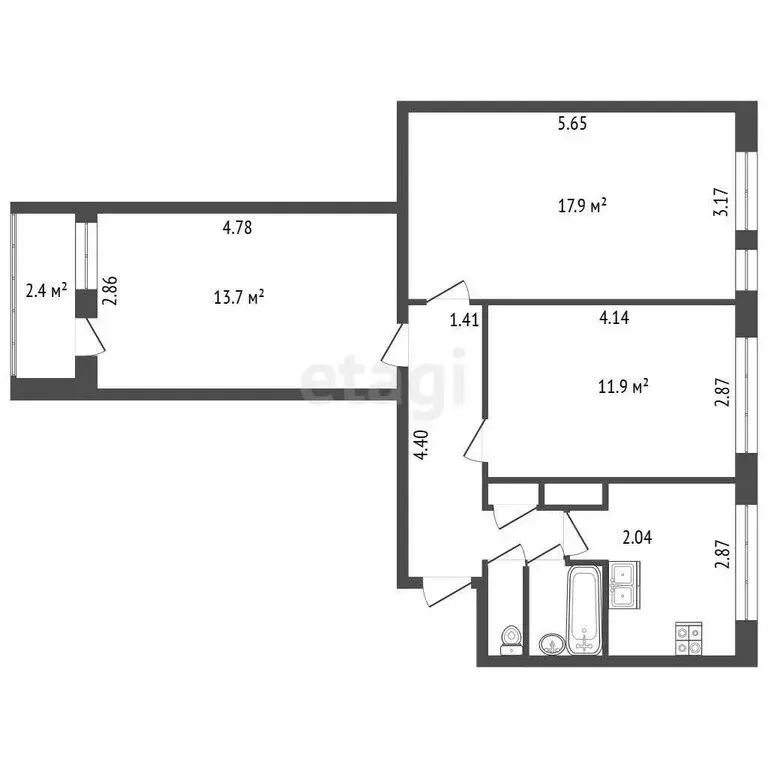 3-комнатная квартира: Санкт-Петербург, Бухарестская улица, 78 (60.6 м) - Фото 1