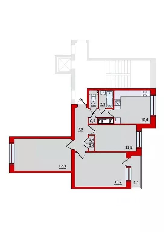 3-к кв. Санкт-Петербург ул. Маршала Захарова, 15 (67.5 м) - Фото 2