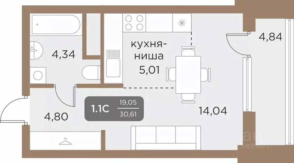 Студия Свердловская область, Екатеринбург Академический мкр, 22-й ... - Фото 0