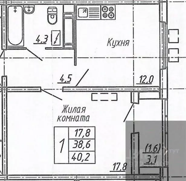 1-к кв. Воронежская область, Воронеж ул. Шишкова, 140Б/6 (40.4 м) - Фото 0