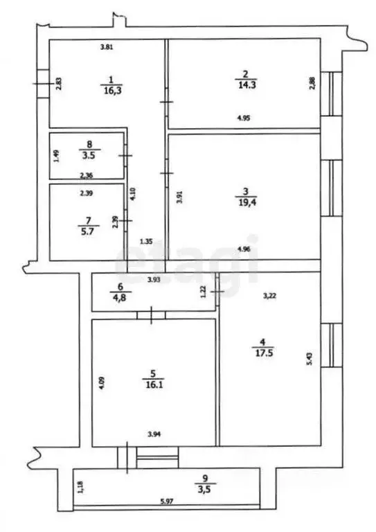 3-комнатная квартира: Казань, улица Фатыха Амирхана, 103 (97.6 м) - Фото 1