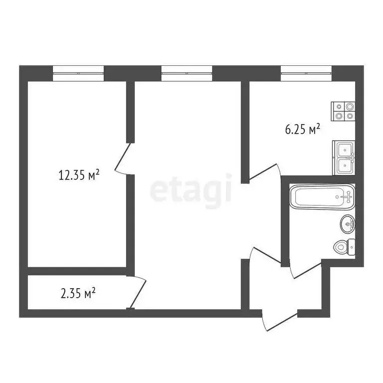 2-комнатная квартира: Тюмень, улица Мира, 29 (43 м) - Фото 0