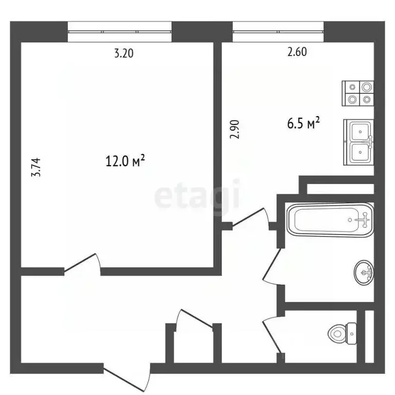 1-к кв. Белгородская область, Белгород ул. Буденного, 3 (29.0 м) - Фото 2