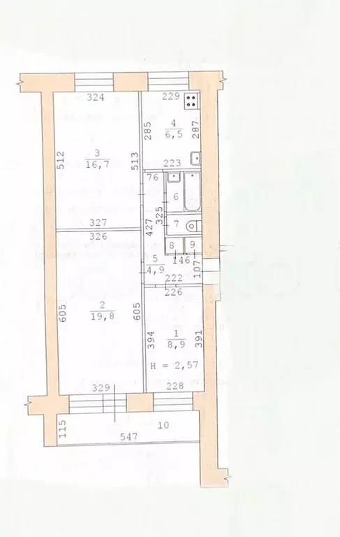 3-к. квартира, 61 м, 5/9 эт. - Фото 0