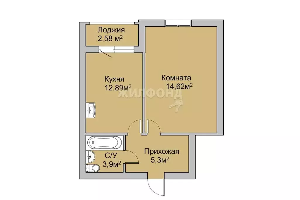1-комнатная квартира: Новосибирск, Фабричная улица, 65/3 (32.5 м) - Фото 0