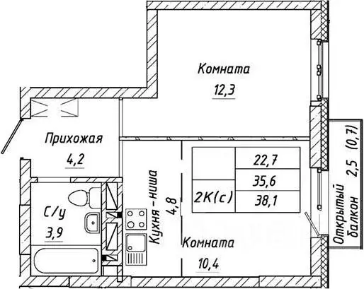 2-к кв. Новосибирская область, Новосибирск Тульская ул., 74 (37.4 м) - Фото 1