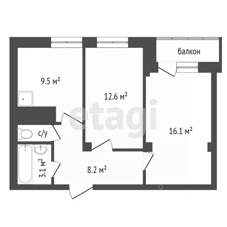 2-к кв. Красноярский край, Красноярск Соколовская ул., 74 (50.8 м) - Фото 1