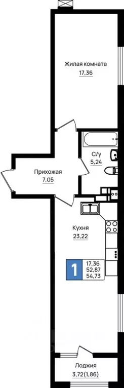 1-к кв. Краснодарский край, Новороссийск 5-я Бригада мкр,  (54.73 м) - Фото 0