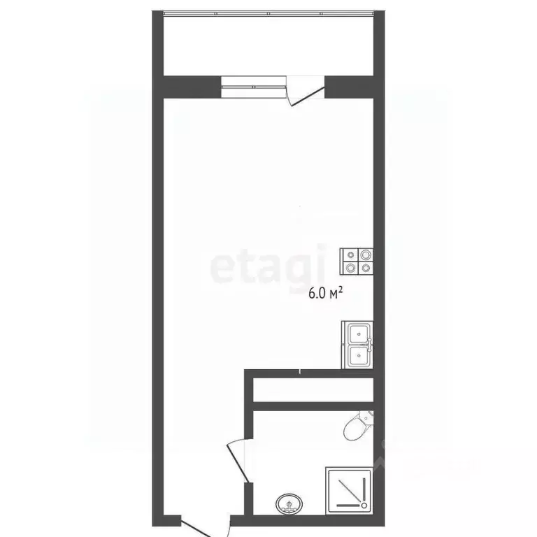 Студия Тюменская область, Тюмень ул. Тимофея Чаркова, 28 (27.6 м) - Фото 1