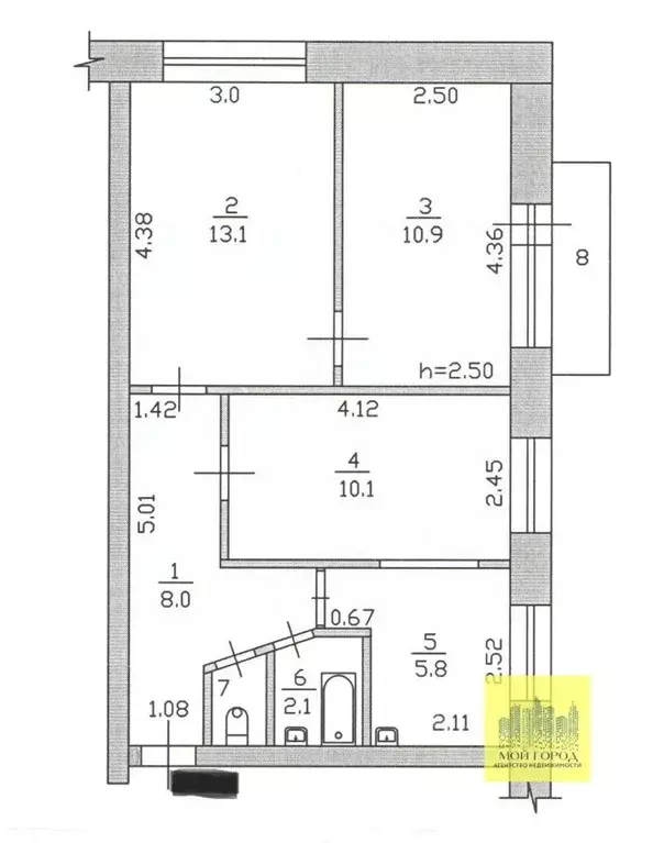 3-к кв. Ханты-Мансийский АО, Пыть-Ях 2-й Нефтяников мкр, 11 (51.0 м) - Фото 2