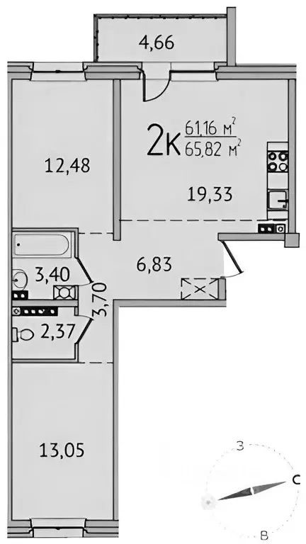 2-к кв. Иркутская область, Иркутск Байкальская ул., 422 (64.3 м) - Фото 1