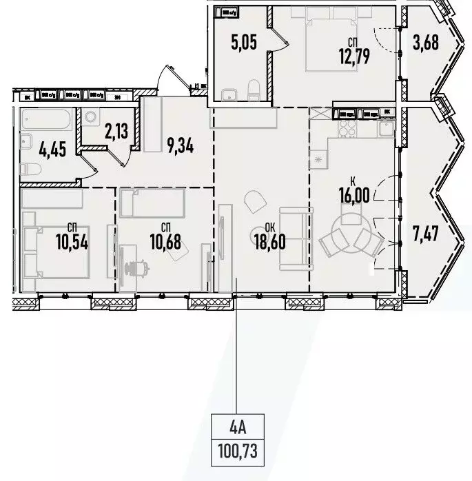 4-комнатная квартира: Иркутск, Донская улица, 5Г (100.73 м) - Фото 0