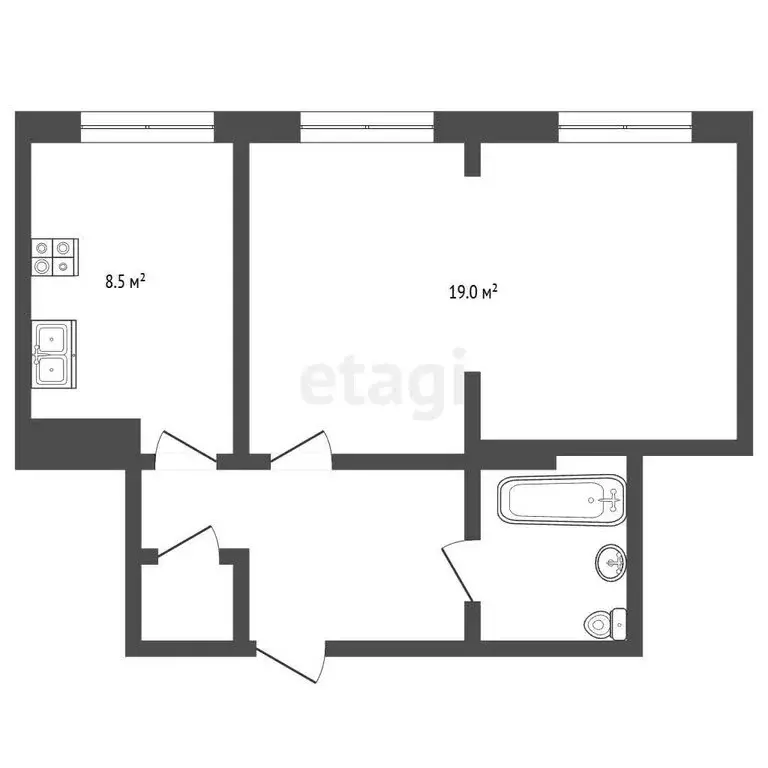 Квартира-студия: Вилючинск, микрорайон Центральный, 24 (38.4 м) - Фото 1