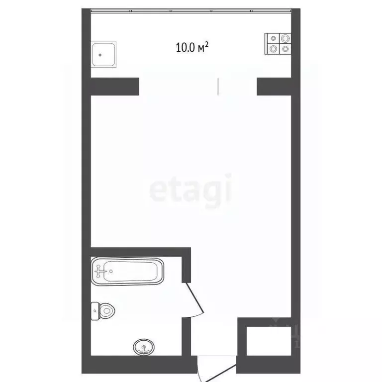 Студия Тюменская область, Тюмень ул. 30 лет Победы, 81 (16.6 м) - Фото 2