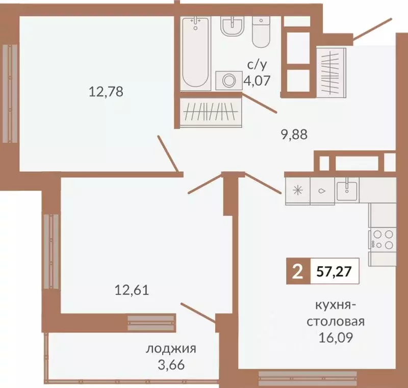 2-к кв. Свердловская область, Екатеринбург пер. Старателей (57.27 м) - Фото 0