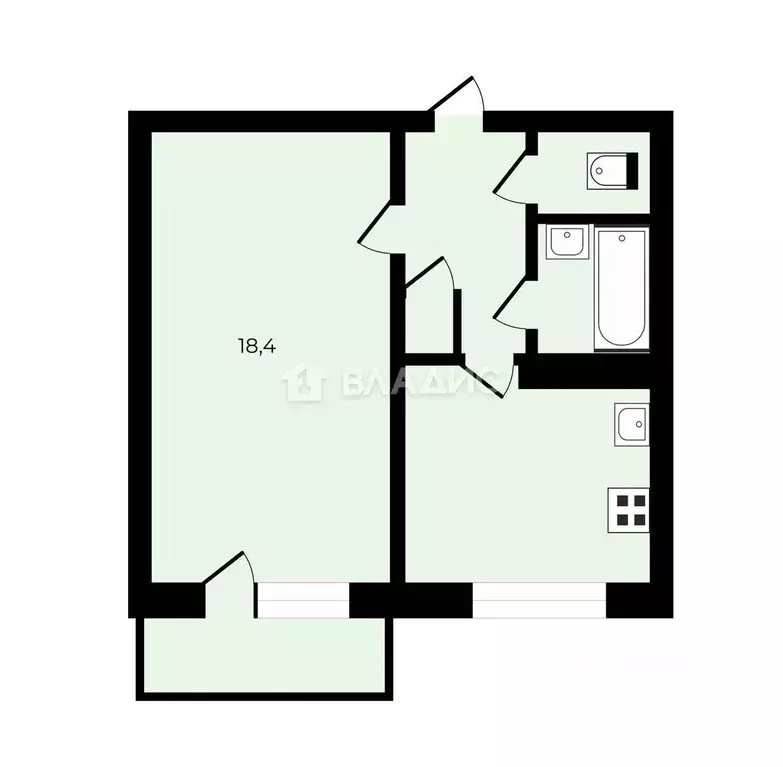 1-к кв. Липецкая область, Липецк ул. Рубена Ибаррури, 4 (34.8 м) - Фото 2