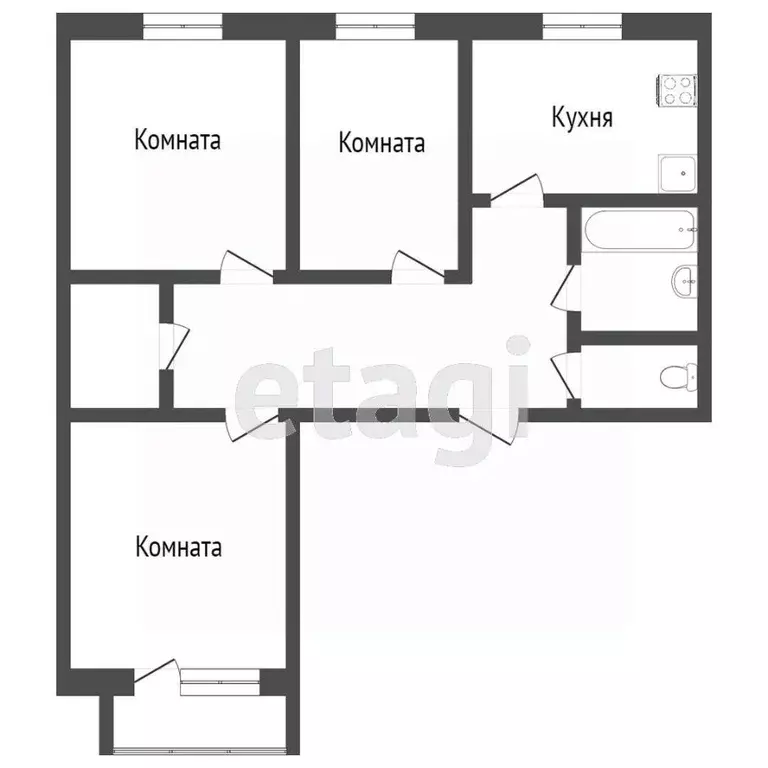 3-к кв. Ярославская область, Ярославль ул. Строителей, 9 (52.9 м) - Фото 1