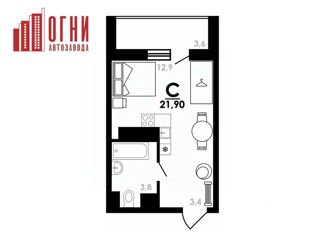 Студия Нижегородская область, Нижний Новгород Коломенская ул., 8к4 ... - Фото 0