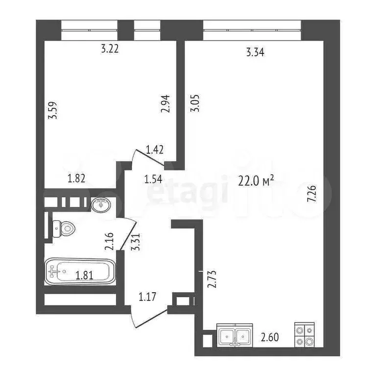 1-к. квартира, 40 м, 10/12 эт. - Фото 0