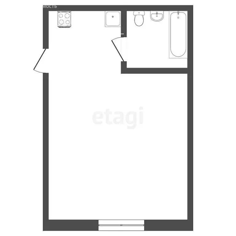 1к в -комнатной квартире (17.6 м) - Фото 1