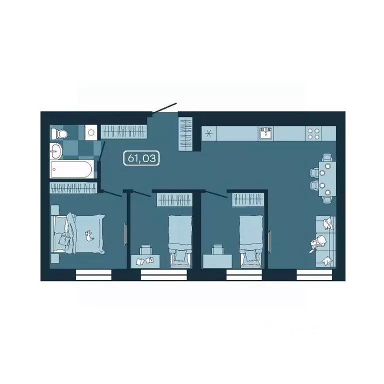 3-к кв. Приморский край, Владивосток ул. Борисенко (61.03 м) - Фото 1