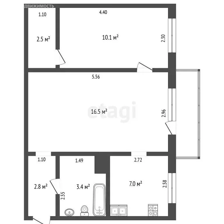 2-комнатная квартира: Орёл, улица Сурена Шаумяна, 13А (42.9 м) - Фото 0