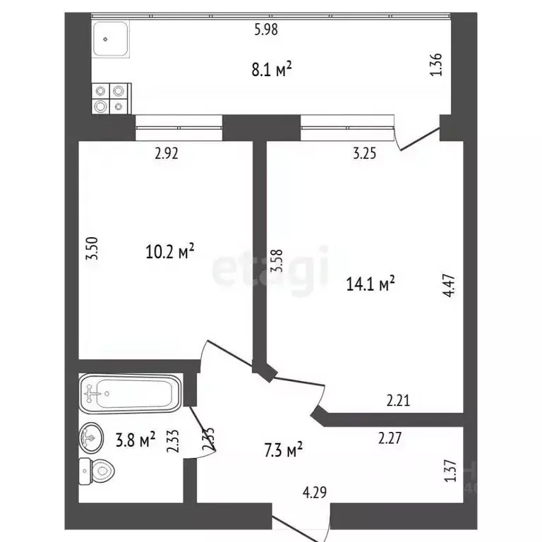 1-к кв. Тюменская область, Тюмень ул. Самарцева, 177 (33.8 м) - Фото 2