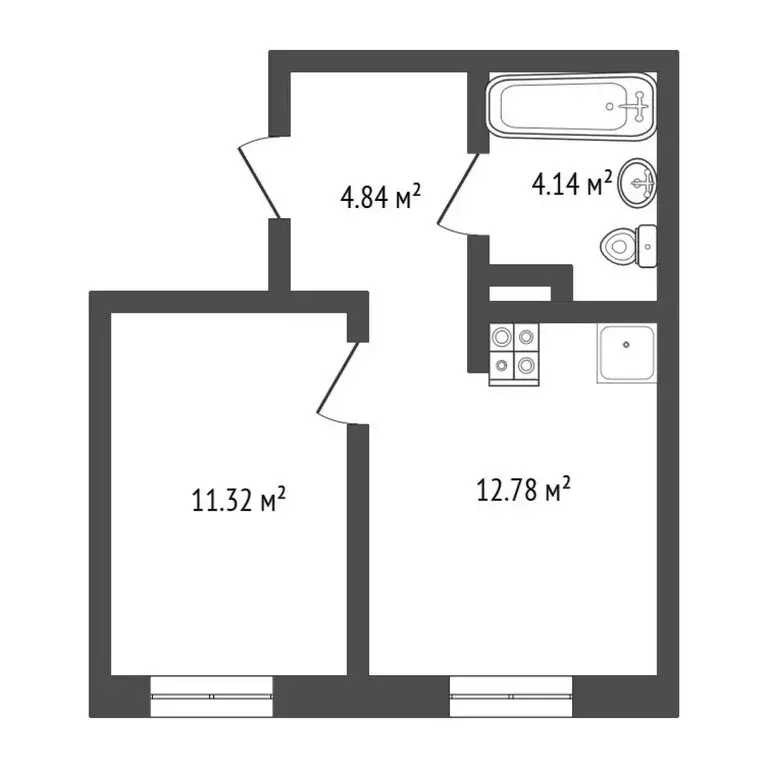 1-комнатная квартира: Тюмень, улица Александра Звягина, 5 (33.08 м) - Фото 0