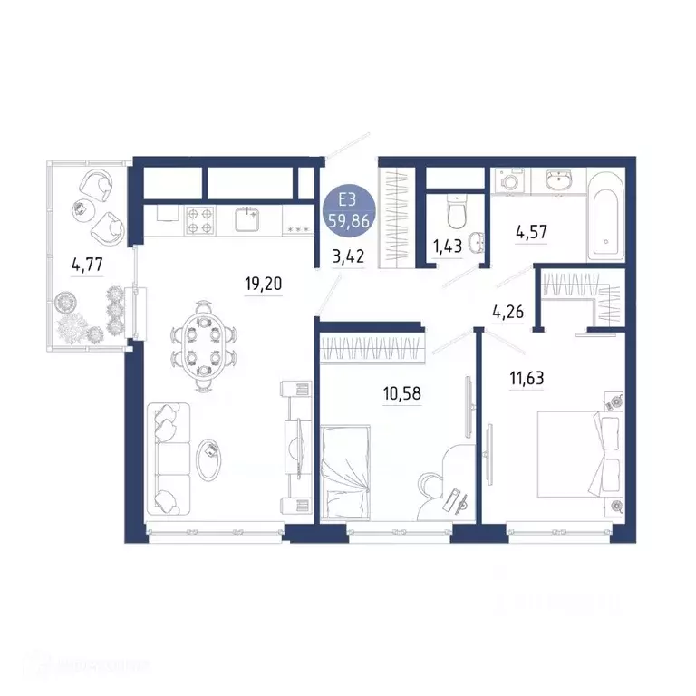 2-к кв. Рязанская область, Рязанский муниципальный округ, с. Дядьково ... - Фото 2