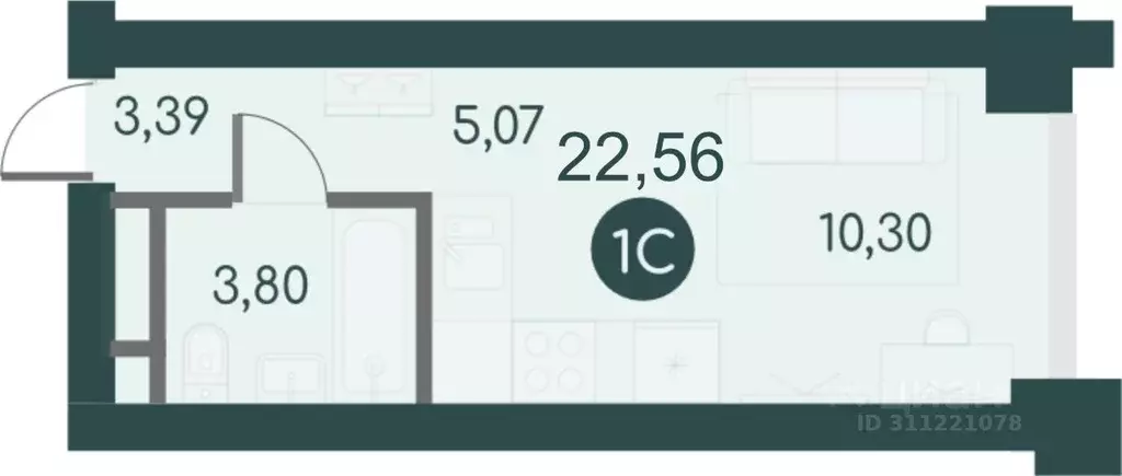 Студия Курганская область, Курган Малиновые высоты жилой комплекс ... - Фото 1